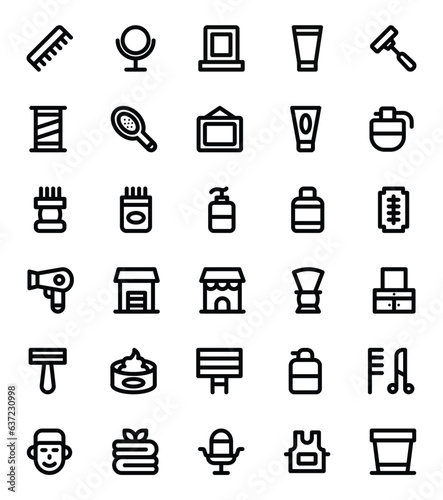 Outline icons for barbershop