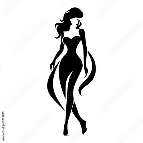 silhouette of a girl in a dress