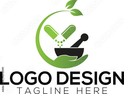 Herbal capsule logo vector