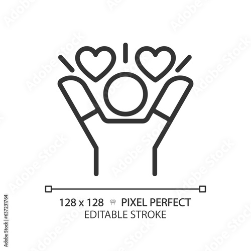 2D pixel perfect editable black healthy living icon, isolated vector, meditation thin line illustration.