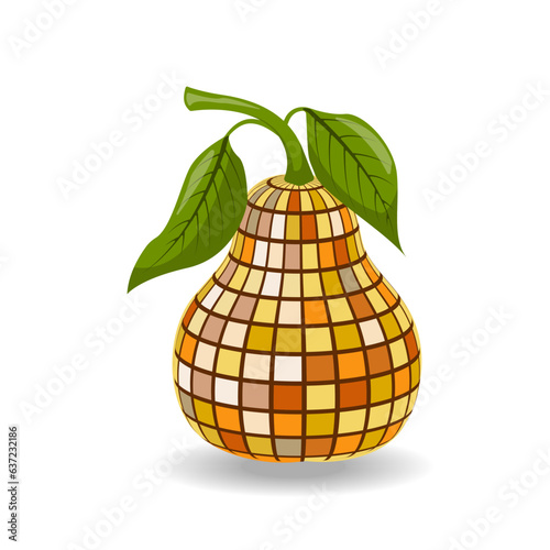 Disco ball pear. Template for poster, invitation, congratulations.