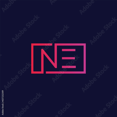 Creative initial letter NE square logo design concept vector