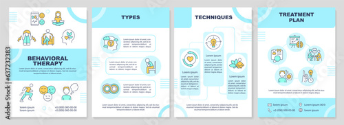 2D behavioral therapy brochure template, leaflet design with thin line icons, 4 vector layouts. photo
