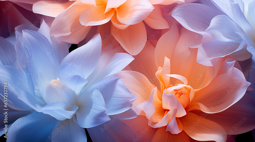 The close-up shot of flower petals brings out their vibrant colors and delicate textures.