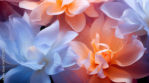 The close-up shot of flower petals brings out their vibrant colors and delicate textures.