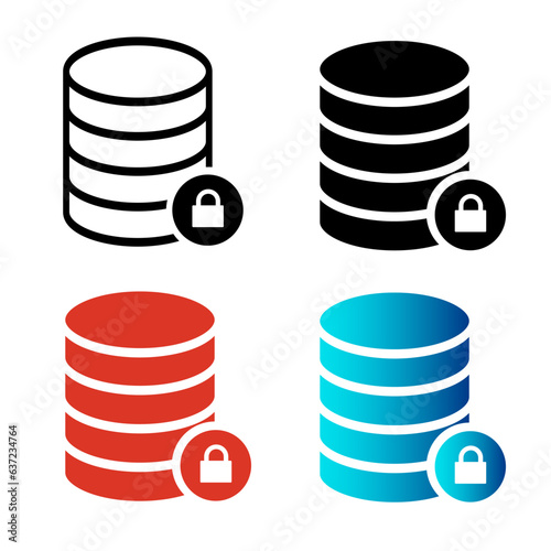 Abstract Database Lock Silhouette Illustration