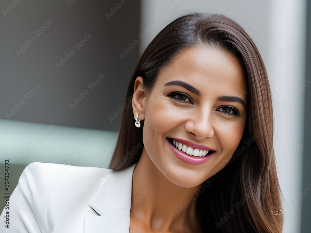 Portrait of a smiling businesswoman, Generative AI Portrait of a smiling businesswoman, Generative AI