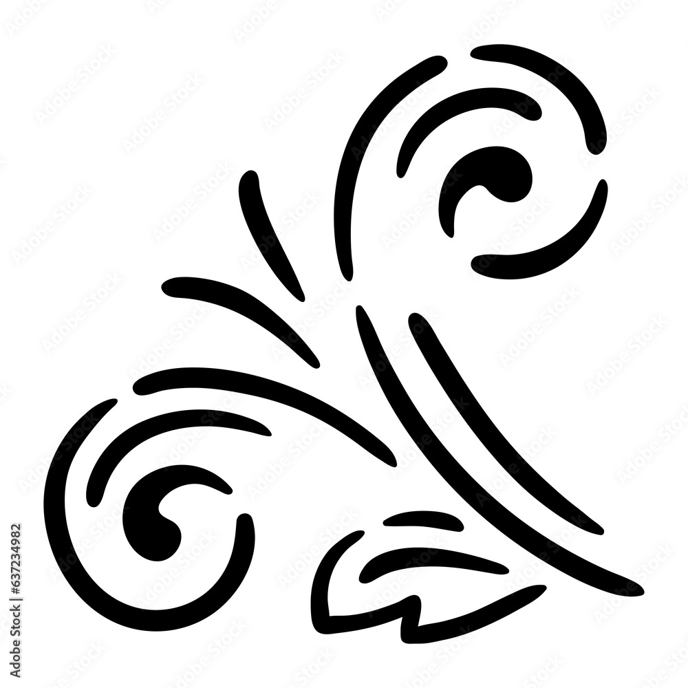 Naklejka premium Vintage swirling element. Retro curling vignette.