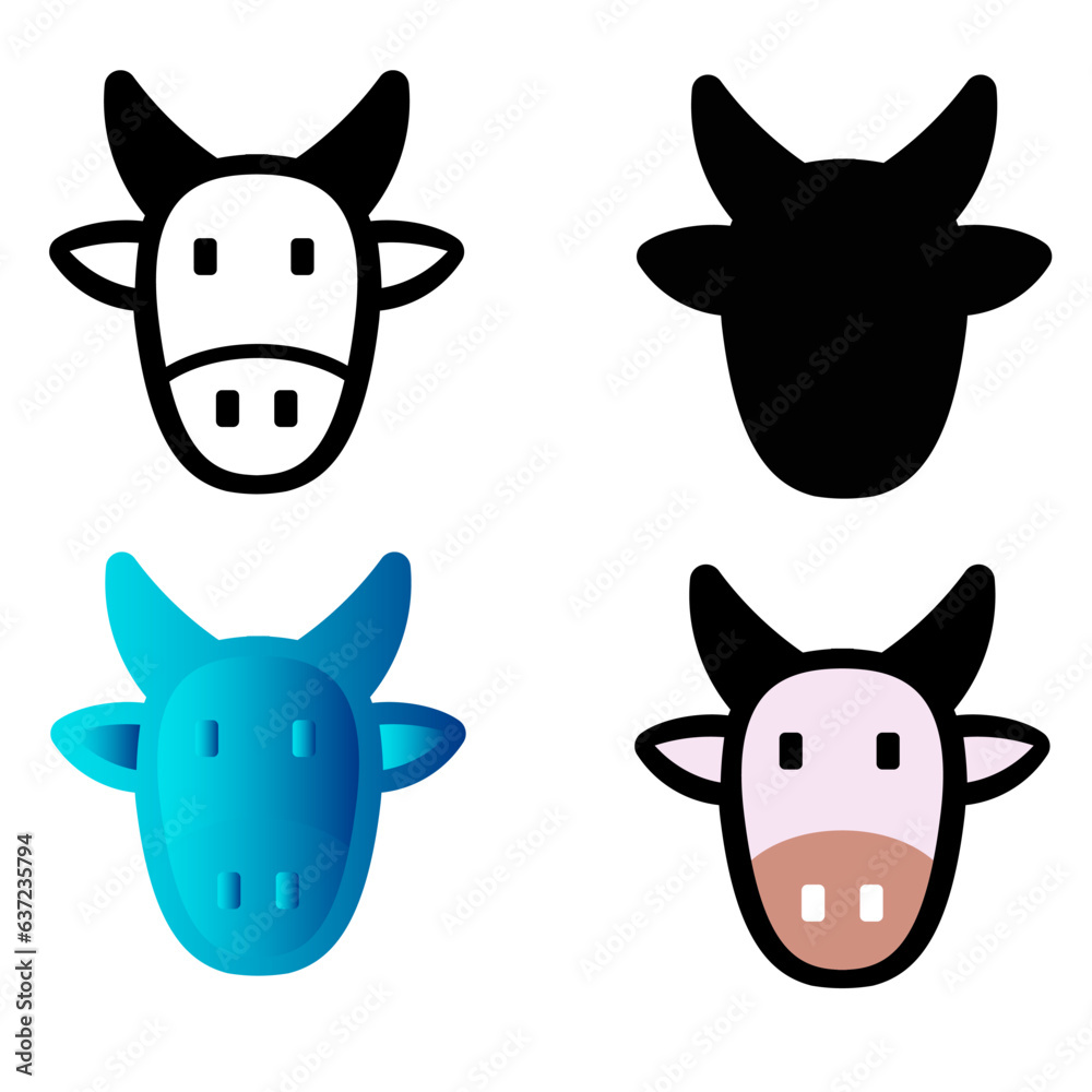 Abstract Flat Cow Head Silhouette Illustration