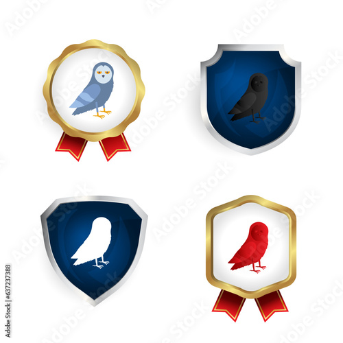 Abstract Flat Owl Bird Badge and Label Collection photo