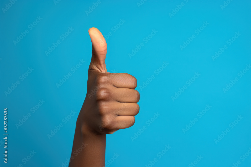 Hand Showing Thumbs Up Black Hand Pink Background