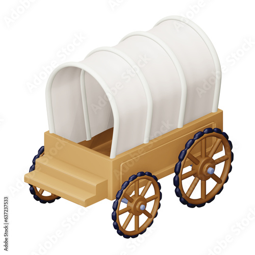Wagon 3d rendering isometric icon.