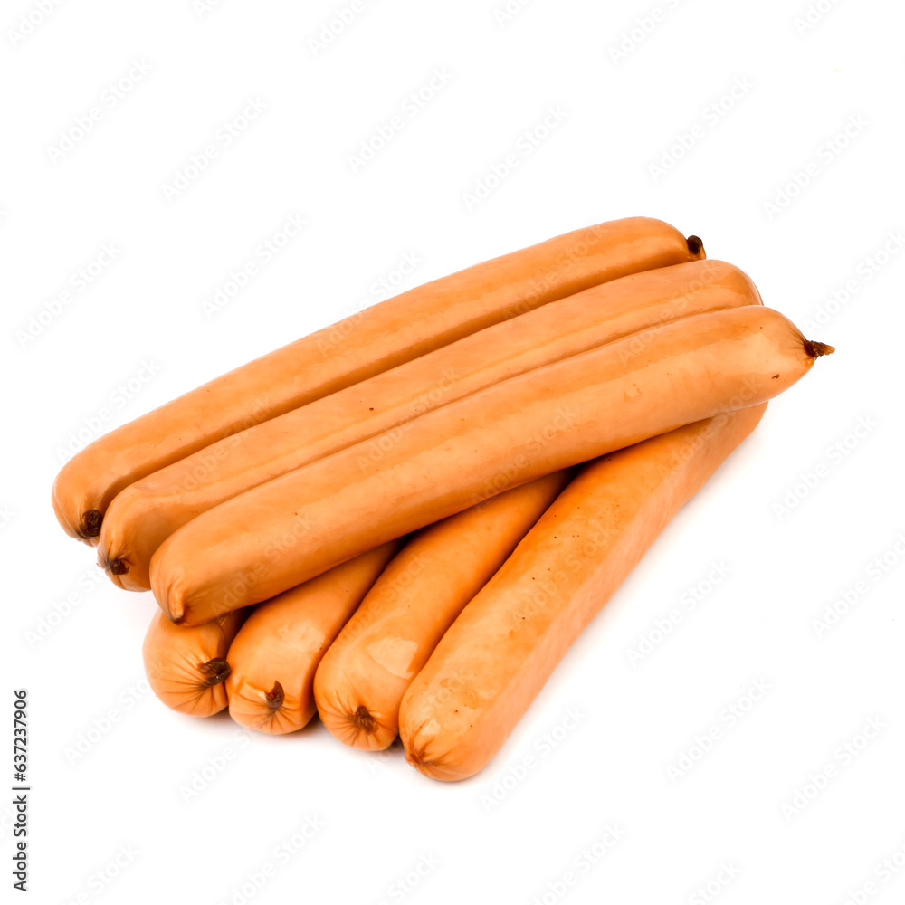 Creamy Halal Turkey Sausages on White Background Creamy Halal Turkey Sausages on White Background