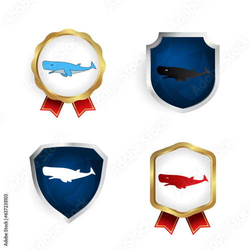 Abstract Flat Sperm Whale Badge and Label Collection