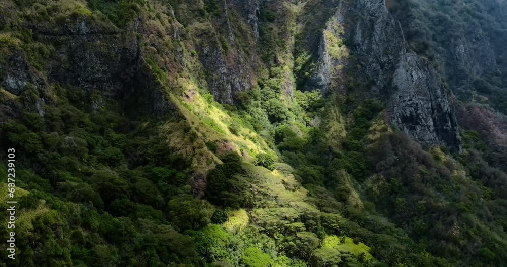 Sunlight Moving Across Lush Green Mountain and Tropical Rainforest as the Clouds Change Overhead on Fatu Hiva Island Marquesas South Pacific French Polynesia Sunlight Moving Across Lush Green Mountain and Tropical Rainforest as the Clouds Change Overhead on Fatu Hiva Island Marquesas South Pacific French Polynesia