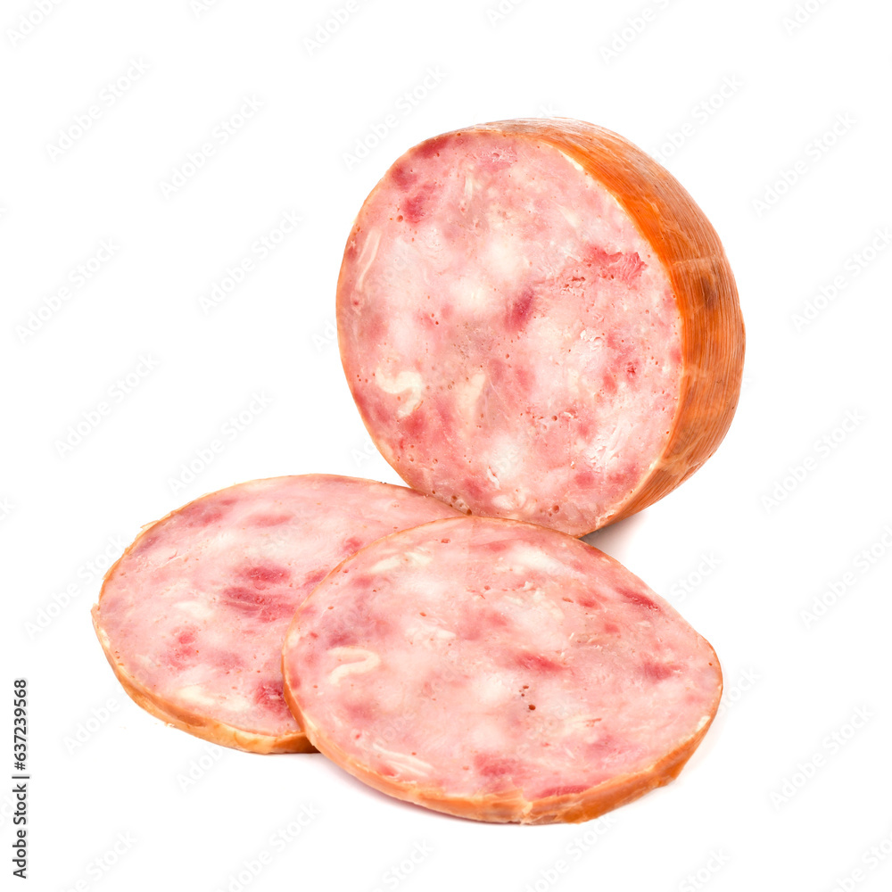 Veal ham on a white background Veal ham on a white background