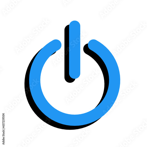 blue shutdown power icon button with shadow