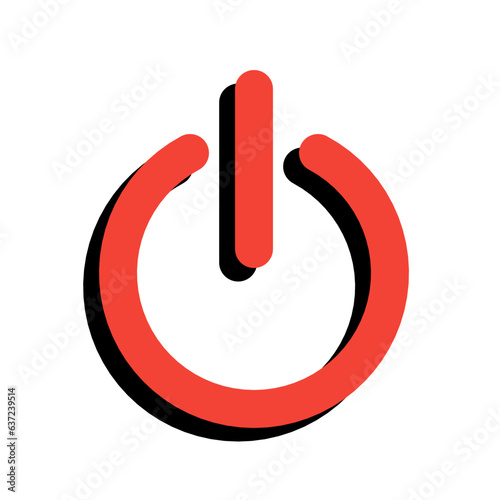 red shutdown power icon button with shadow