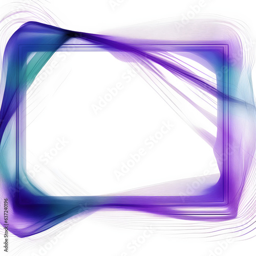 Digital frame of blue and violette lines on a white background, generative ai 