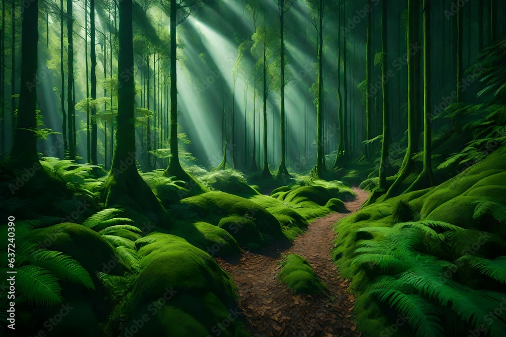 Beautiful landscape forest, background, and wallpaper. Generative AI