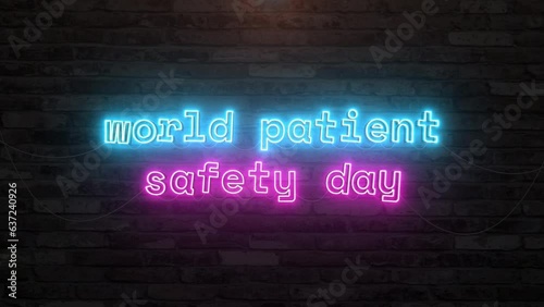 with neon text effect in wall background. Seamless looping video