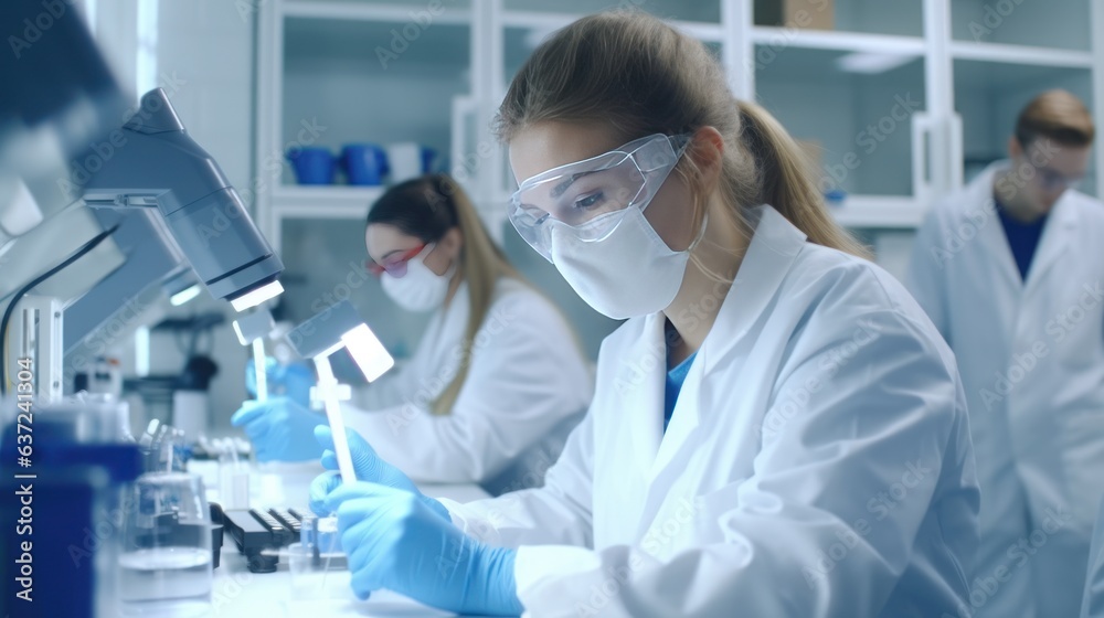 Professional health care researchers working in life of medical science laboratory, technology of medicine chemistry lap experiment for hospital. Professional health care researchers working in life of medical science laboratory, technology of medicine chemistry lap experiment for hospital.