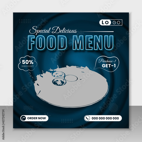 Food menu social media post design and web banner  template