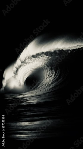 Ocean wave at night backlit - reworked generative AI