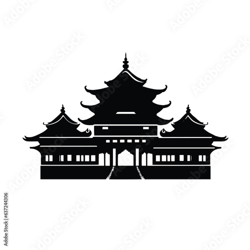 Fototapeta Naklejka Na Ścianę i Meble -  Traditional chinese building, asian architecture chinatown, Chinese townscape with pagoda, temple, house, vector illustration
