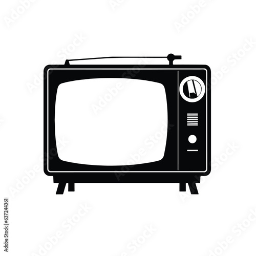 Classic Television icon image, Black TV, vector illustration isolated