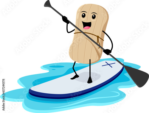 Cartoon tamales tex mex food character on summer vacation. Isolated vector comical mexican meal float on sup board during summer coastal holiday. Funny personage having fun at seaside ocean resort