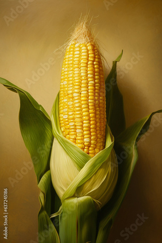 Close up of an empty cob of corn, in the style of firmin baes, yellow and gold photo