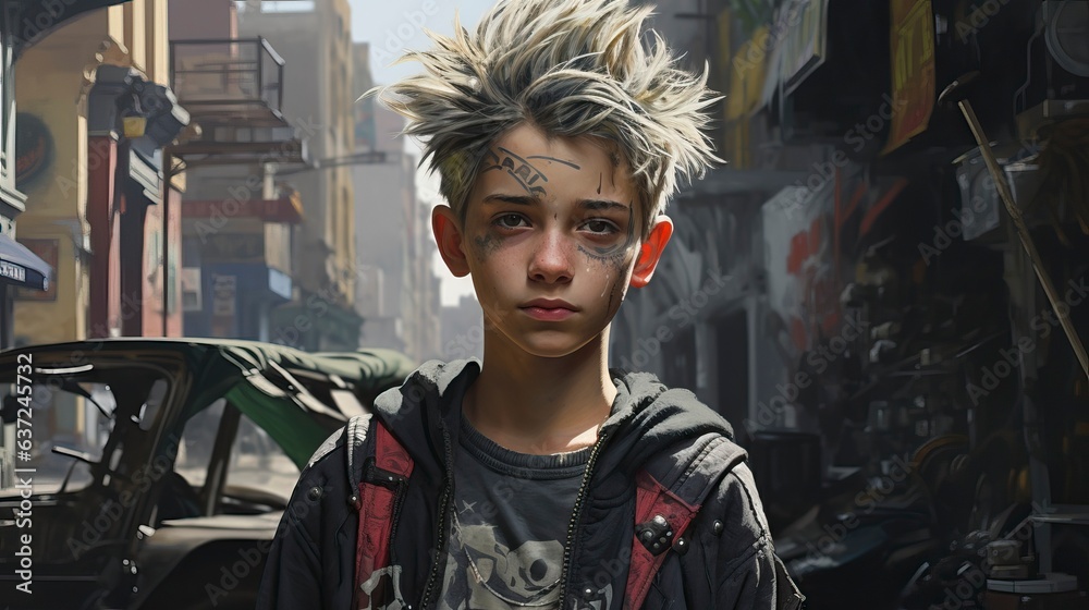 Youngster in punk style, Generative AI