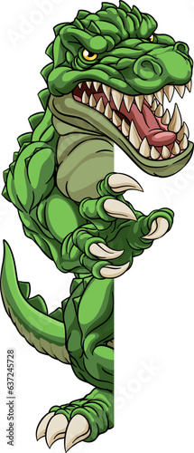 A crocodile or alligator cartoon lizard dino dinosaur angry monster mascot