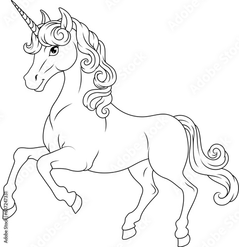 A Unicorn horse with horn cartoon mythological animal from myth illustration