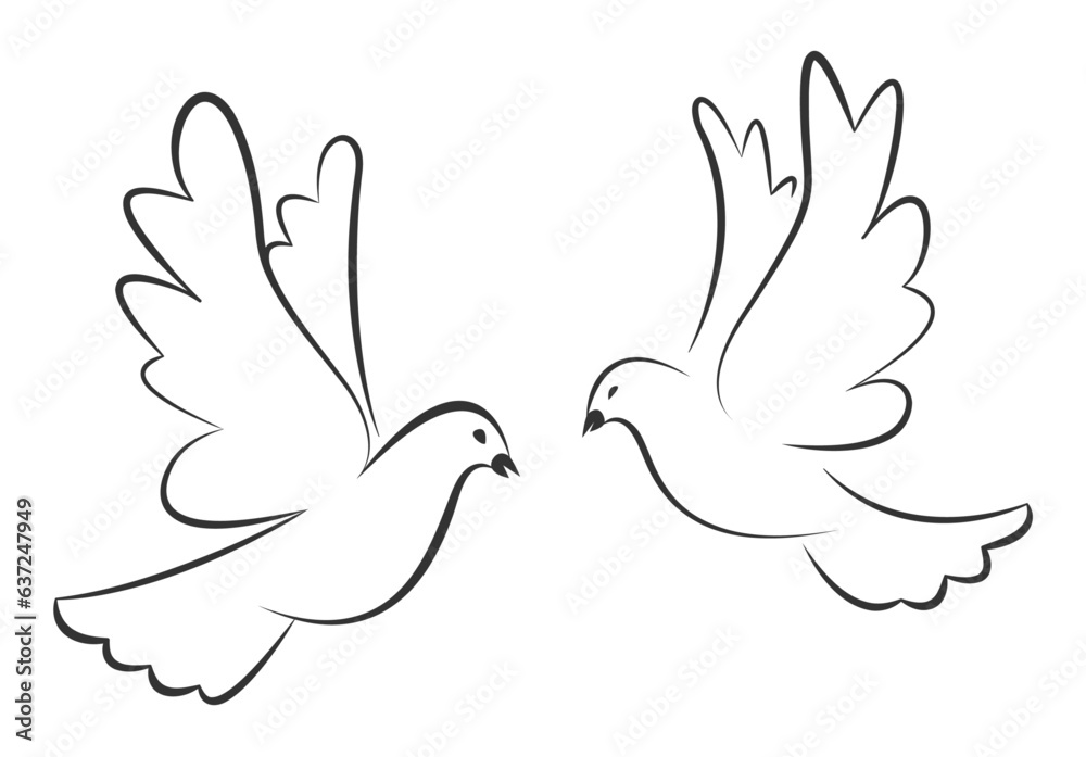 Flying pigeons. Dove bird. Vector stock illustration. Flying pigeons. Dove bird. Vector stock illustration.