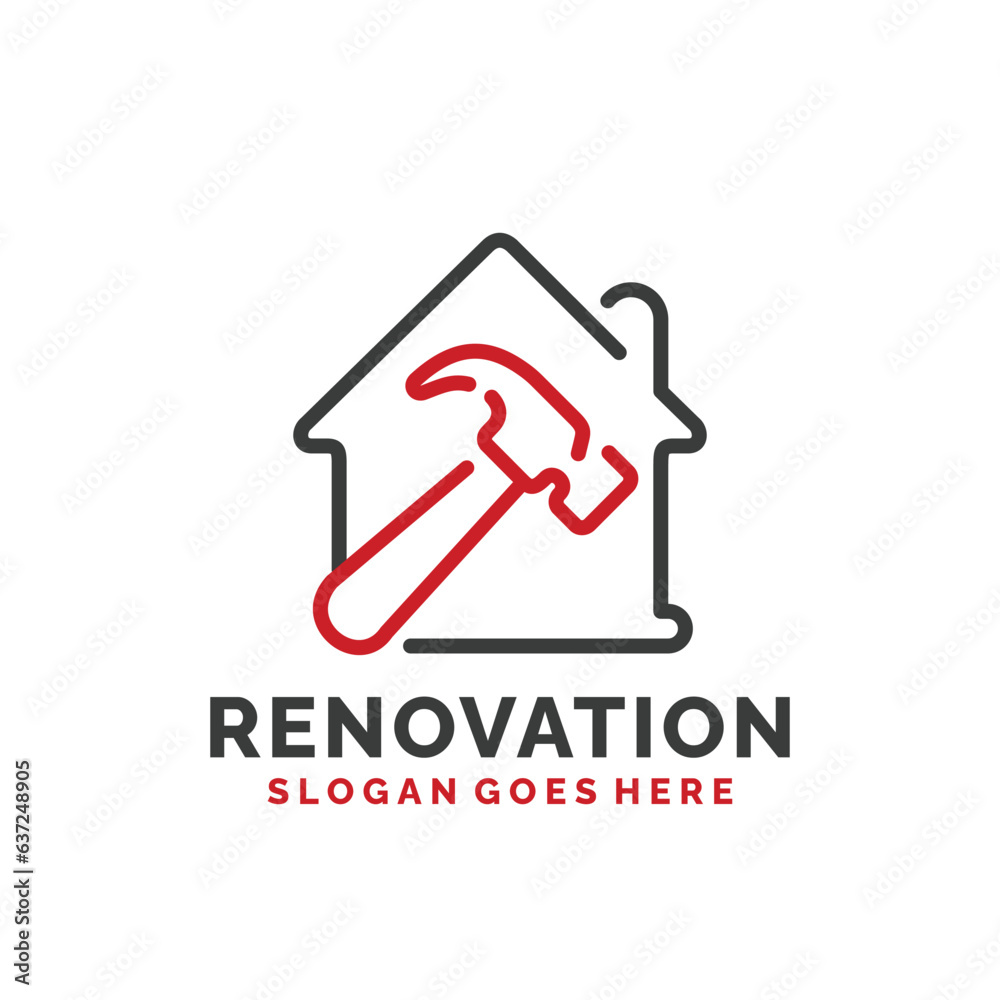 Home renovation logo design vector illustration Home renovation logo design vector illustration