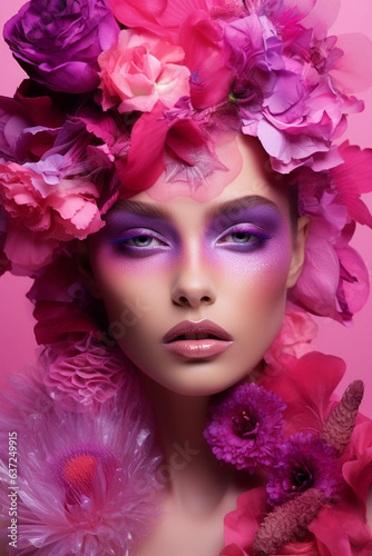 Photo beauty face professional makeup  cosmetics flower