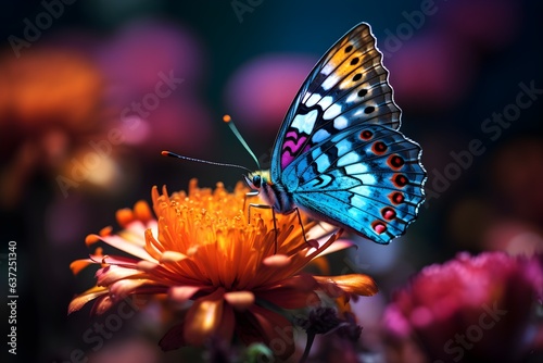 A Vibrant Macro Photography of Foxy Emperor Butterfly on Orange Bloom © Sunitha