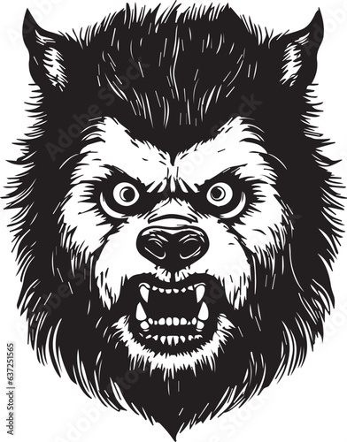 Werewolf head, Wolf man head, Halloween Vector illustration, SVG