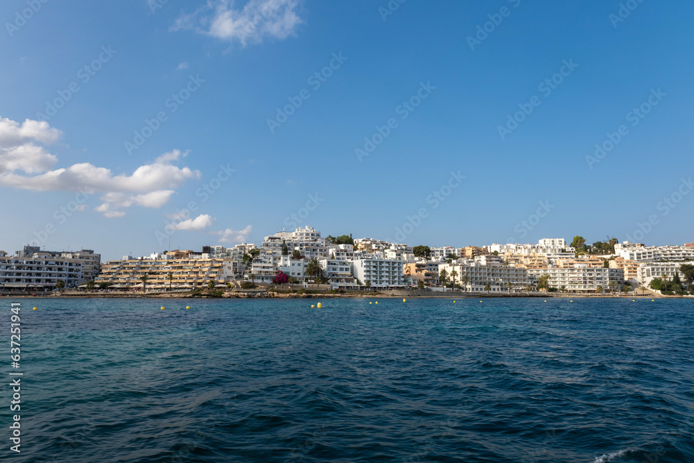 View of Figueretas, Ibiza , from the sea.