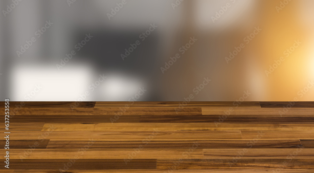 Modern meeting room. 3D rendering. Sunset., Background with empty wooden table. Flooring. Modern meeting room. 3D rendering. Sunset., Background with empty wooden table. Flooring.