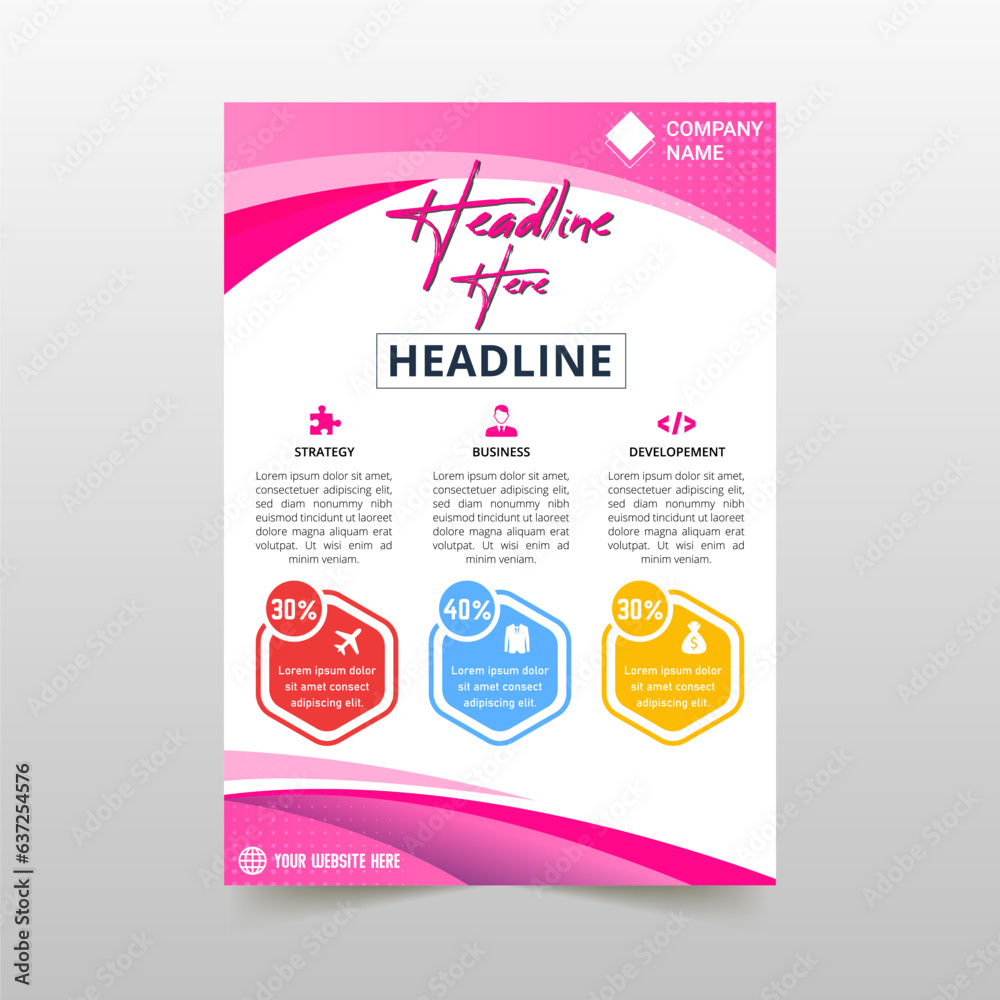 Modern Pink Business Flyer Template With Curved Shapes Modern Pink Business Flyer Template With Curved Shapes