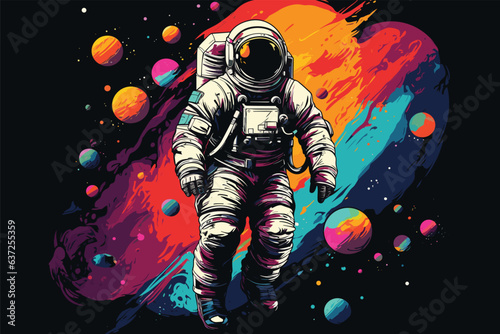 Astronaut Dream - Relax in the Galaxy, Chill Cosmic Exploration, Fantasy Graphic of Universe and Cosmos, Star Planet Drawing, Night Spaceship Earth Moon, Celestial Colours Comic, Discovery Doodle