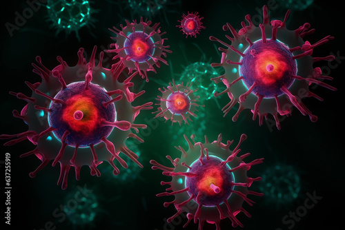 Background with viruses, 3D illustration of an organism.