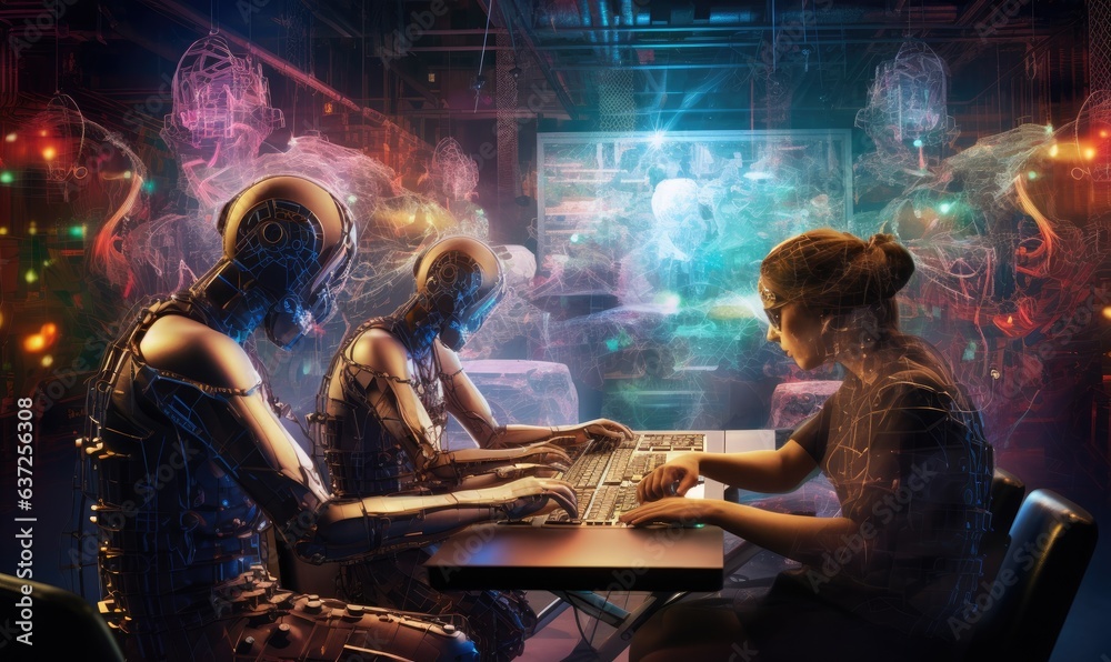 People collaborating and working together on a laptop at a table