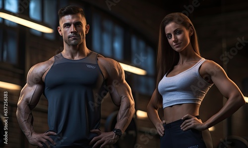 A couple posing together in a fitness center