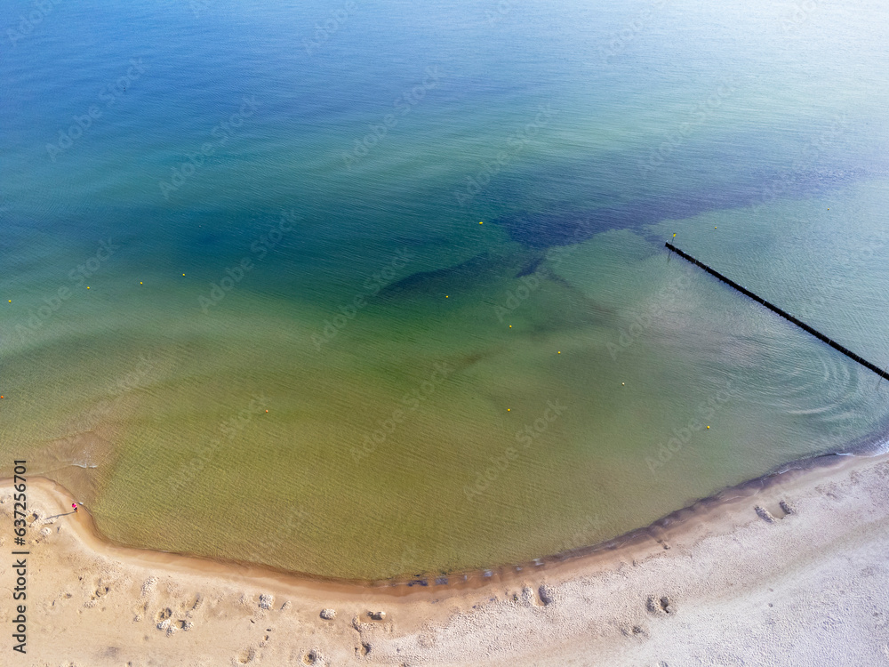 Aerial view landscape, Baltic sea view, beach and sand, seashore, nature.