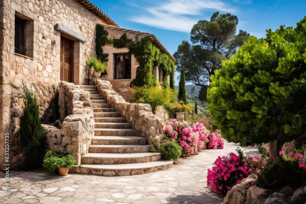 Country house in rustic mediterranean style. 
