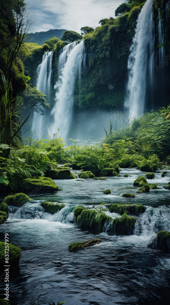 waterfall in the forest.Generative Ai waterfall in the forest.Generative Ai